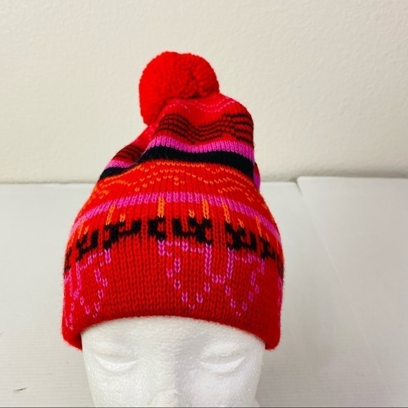 Smiley 100% Wool Knit Beanie W/ Pom OS - Picture 4 of 7